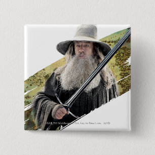 Gandalf mit Schwert grün Button