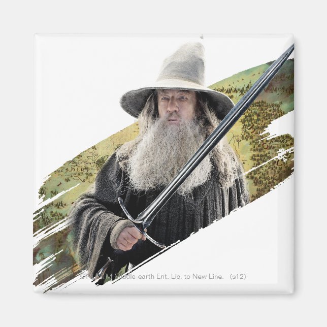 Gandalf mit Schwert grün Magnet (Vorne)