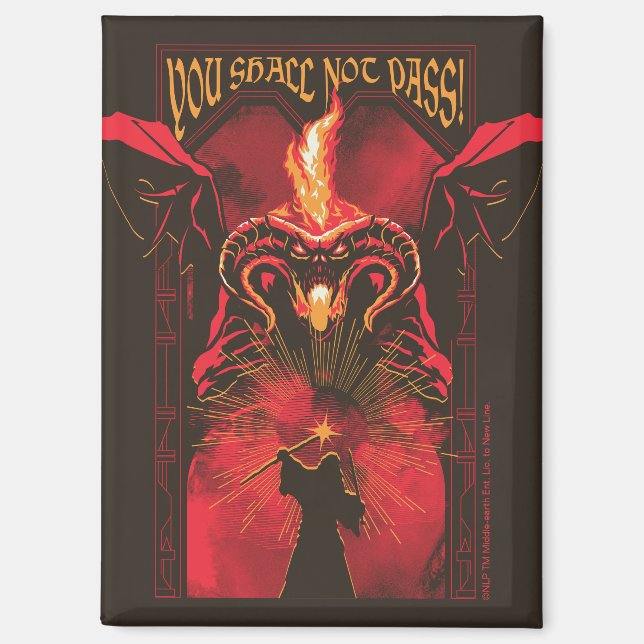 GANDALF™ Vs Balrog "Du sollst nicht passieren" Gra Magnet (Vorderseite)