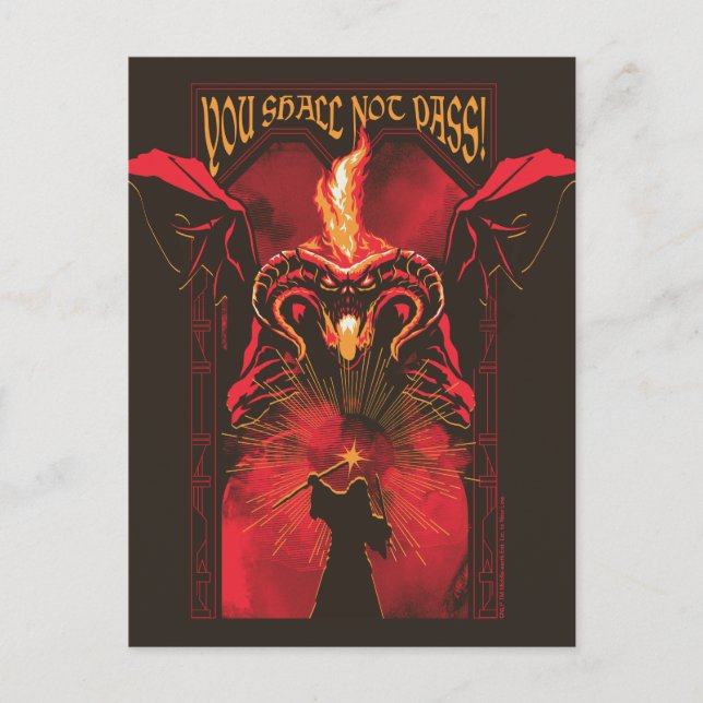 GANDALF™ VS Balrog "You will not pass" Grafik Postkarte (Vorderseite)