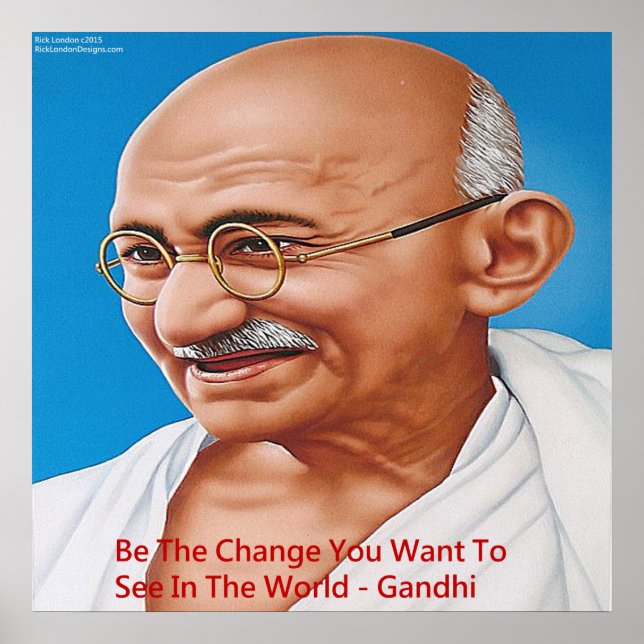 Gandhi & Be the Change Quote Poster (Vorne)