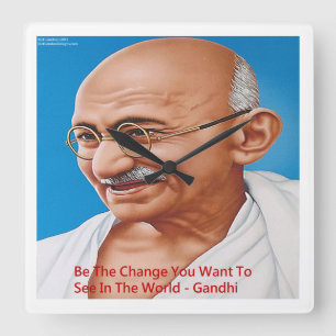 Gandhi & Be's Zitat-Wall-Uhr Quadratische Wanduhr