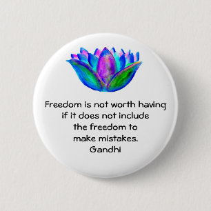 Gandhi Freedom Zitat mit Lotus Blossom Foto Button