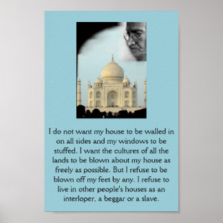 Gandhi: Ich wollte die Kulturen aller Länder. . . Poster