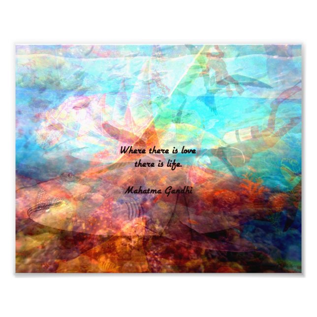 Gandhi Inspiration Zitat über Liebe, Leben und Hof Fotodruck (Vorne)