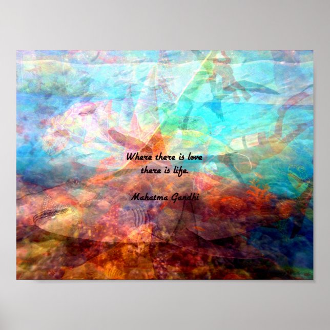 Gandhi Inspiration Zitat über Liebe, Leben und Hof Poster (Vorne)