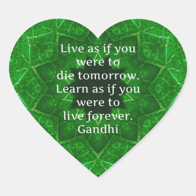 Gandhi Inspiration Zitat zum Lernen Herz-Aufkleber (Vorderseite)