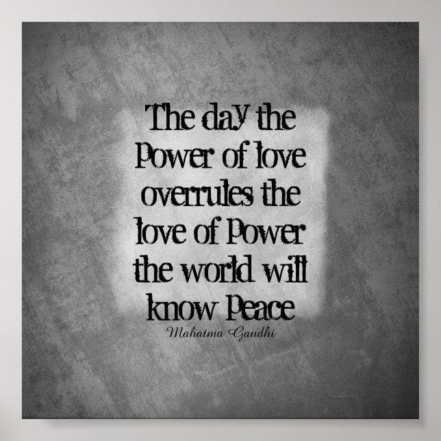 Gandhi Peace zitiert Typografie auf grau Poster (Vorne)