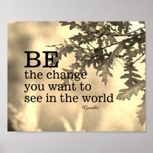Gandhi quote be the change word art poster