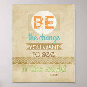 Gandhi quote poster inspirational be the change
