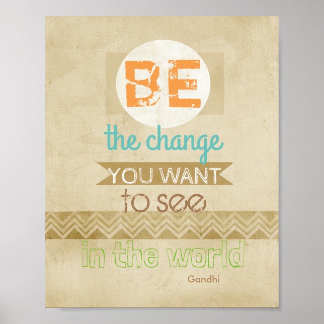 Gandhi quote poster inspirational be the change (Vorne)