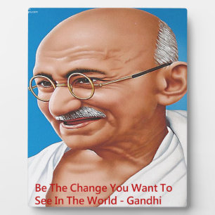Gandhi & Sei die Veränderung Zitat Fotoplatte