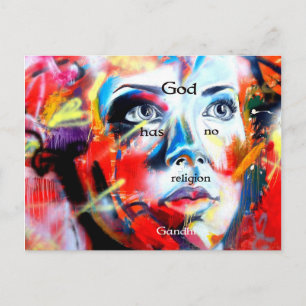 Gandhi spirituelle Quota Gott hat keine Religion Postkarte