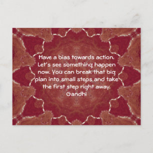 Gandhi Wisdom Quotage Sprichwort über Aktion Postkarte