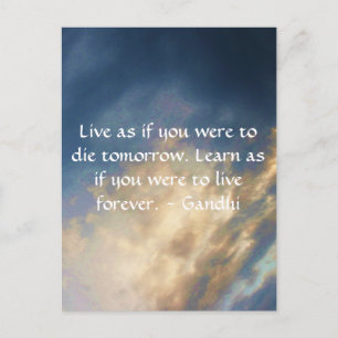 Gandhi Wisdom Quote With Blue Sky clouds Postkarte