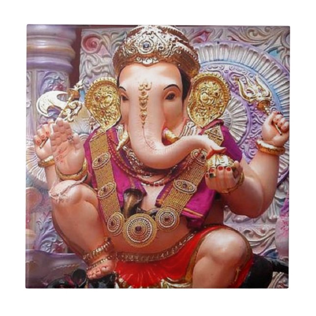 Ganesh (गणेश) - indischer Elefant-Gottheit Fliese (Vorderseite)