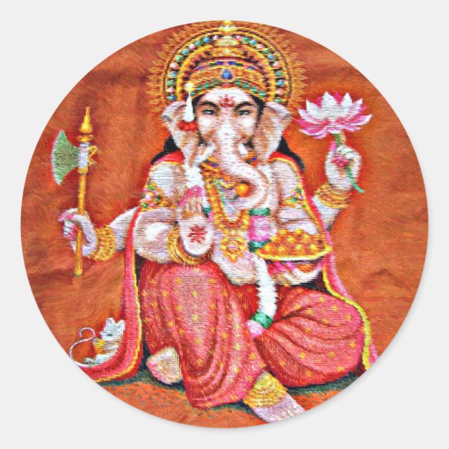 Ganesh Art Runder Aufkleber (Vorderseite)