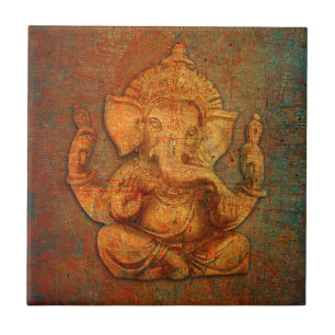 Ganesh auf einem Hintergrund aus Distress Stone Fliese