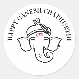 Ganesh Chathurthi-Wünsche   Indischer Gott  Runder Aufkleber