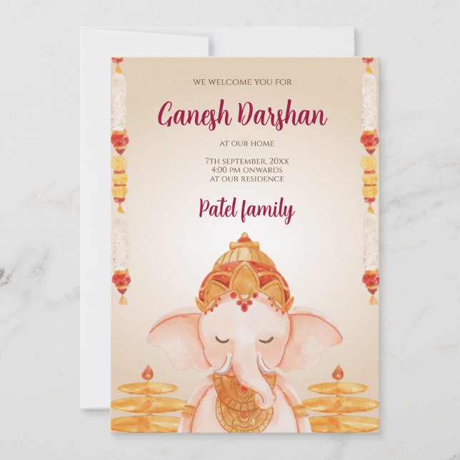 Ganesh Chaturthi card Digital Ganpati lädt ein Einladung (Vorderseite)