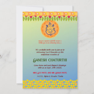 Ganesh Chaturthi Floral Colorful Einladung
