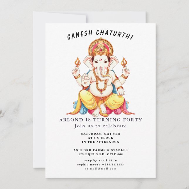 ganesh chaturthi Geburtstagseinladung Einladung (Vorderseite)