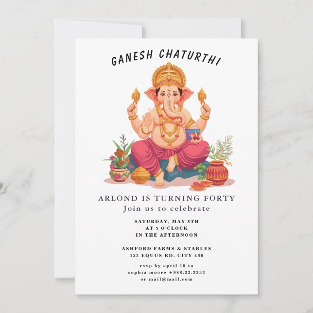 ganesh chaturthi Geburtstagseinladung Einladung (Vorderseite)