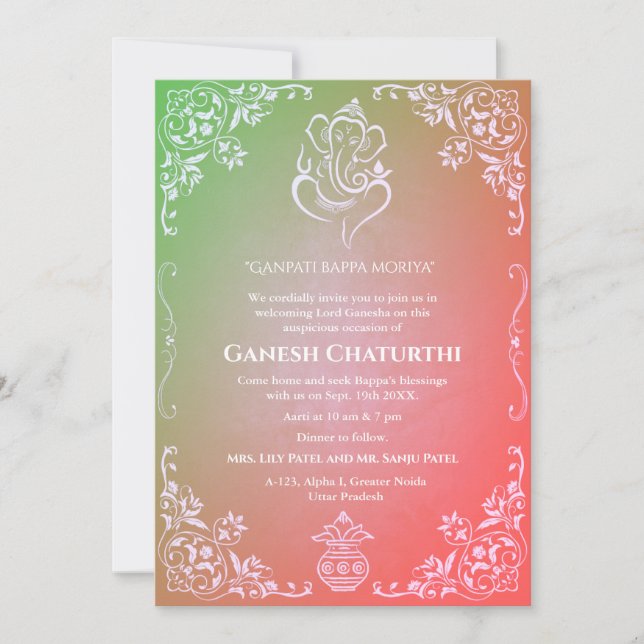 Ganesh Chaturthi Puja Einladung (Vorderseite)