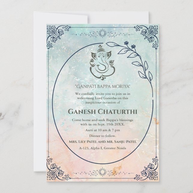 Ganesh Chaturthi Puja Einladung (Vorderseite)