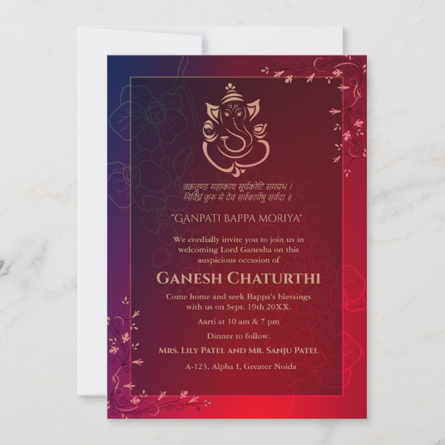Ganesh Chaturthi Puja Einladung (Vorderseite)