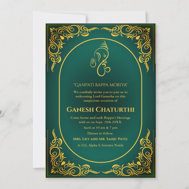 Ganesh Chaturthi Puja Einladung (Vorderseite)