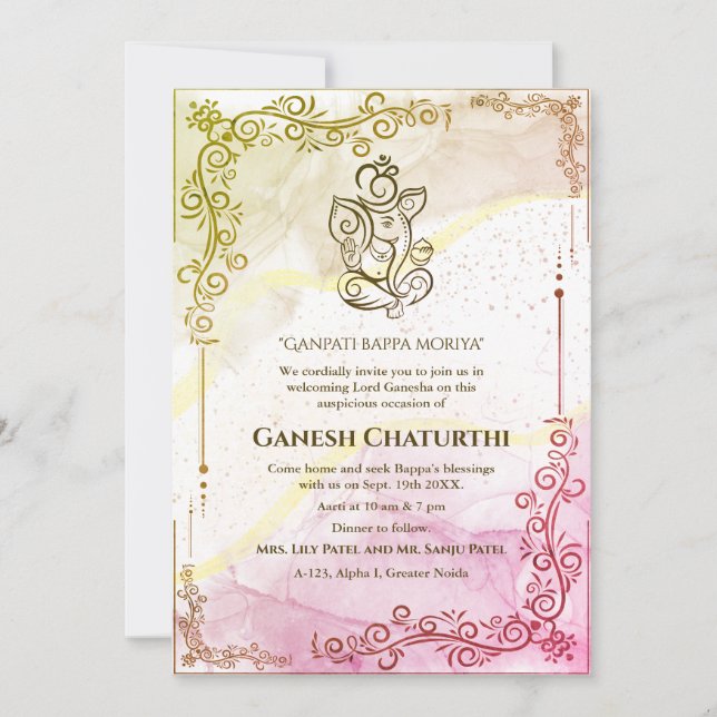 Ganesh Chaturthi Puja Einladung (Vorderseite)