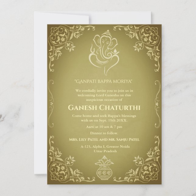 Ganesh Chaturthi Puja Einladung (Vorderseite)