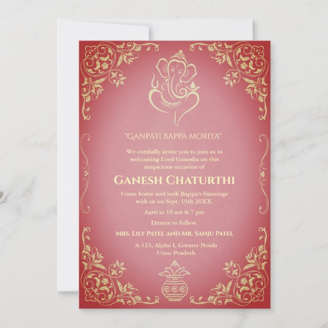 Ganesh Chaturthi Puja Einladung (Vorderseite)