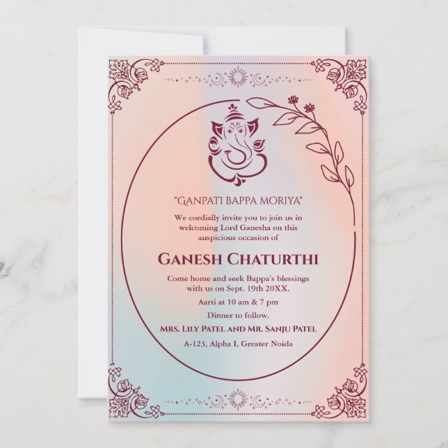 Ganesh Chaturthi Puja Einladung (Vorderseite)