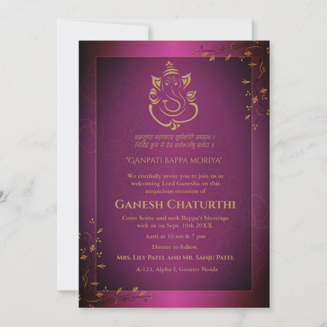 Ganesh Chaturthi Puja Einladung (Vorderseite)