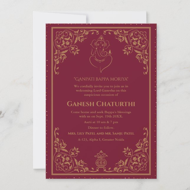 Ganesh Chaturthi Puja Einladung (Vorderseite)