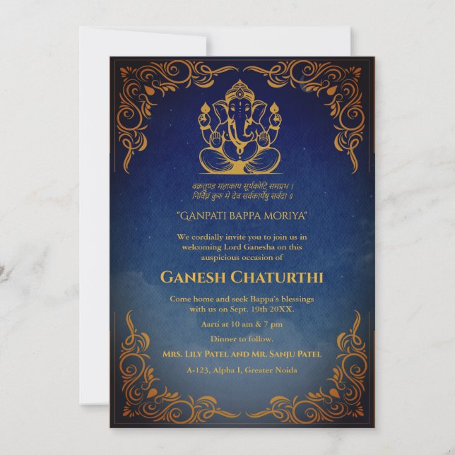 Ganesh Chaturthi Puja Einladung (Vorderseite)