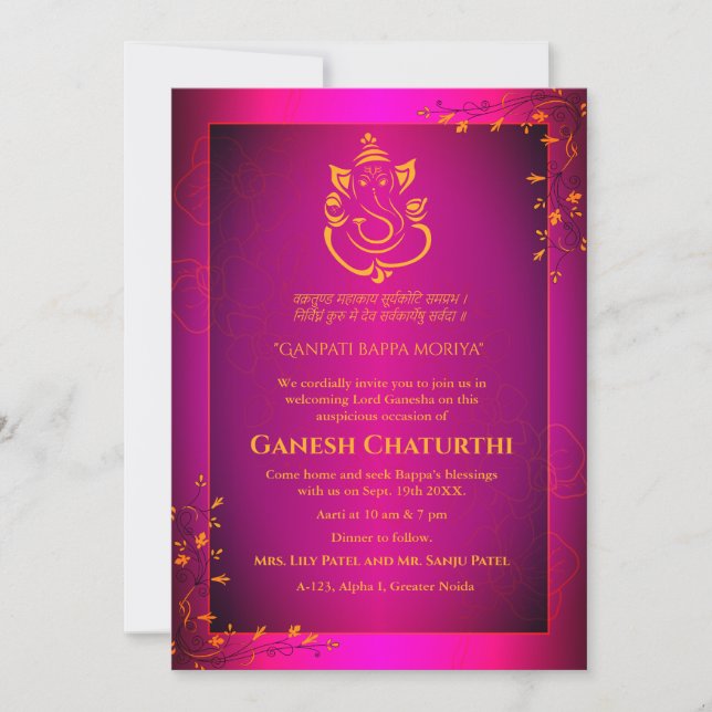 Ganesh Chaturthi Puja Einladung (Vorderseite)