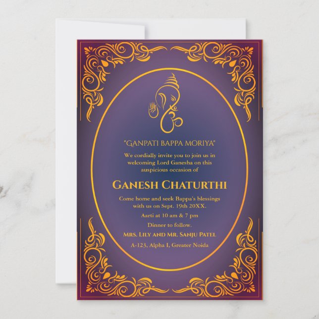 Ganesh Chaturthi Puja Einladung (Vorderseite)