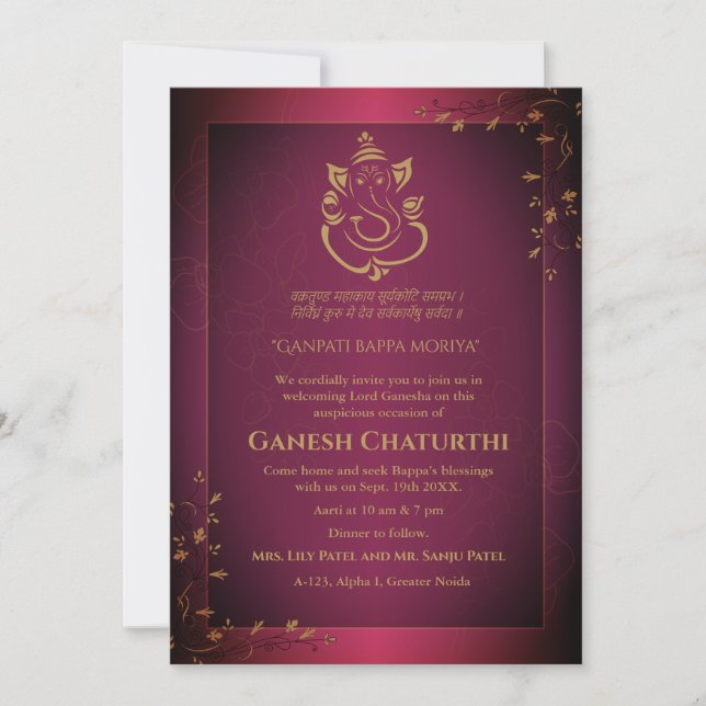 Ganesh Chaturthi Puja Einladung (Vorderseite)