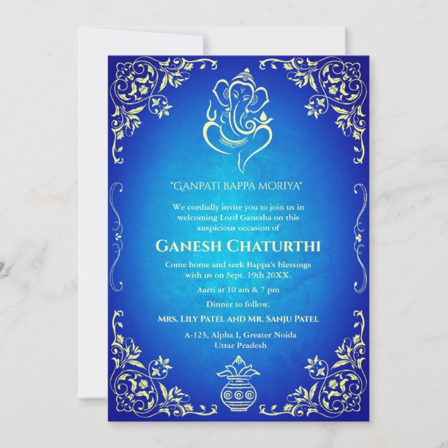 Ganesh Chaturthi Puja Einladung (Vorderseite)