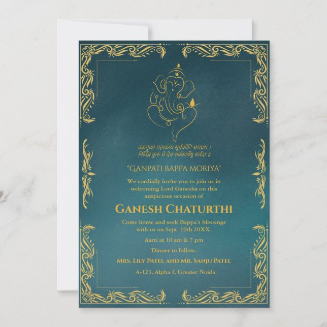 Ganesh Chaturthi Puja Einladung (Vorderseite)