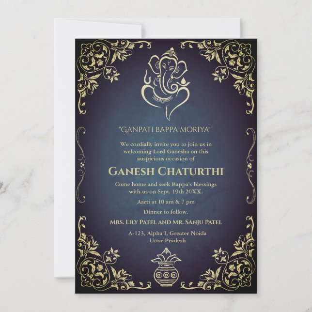 Ganesh Chaturthi Puja Einladung (Vorderseite)