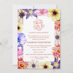 Ganesh Chaturthi Puja Floral Einladung