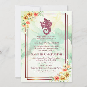 Ganesh Chaturthi Puja Floral Einladung