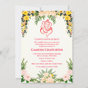 Ganesh Chaturthi Puja Floral Einladung