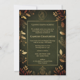 Ganesh Chaturthi Puja Golden Elements Einladung