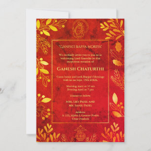Ganesh Chaturthi Puja Golden Elements Einladung