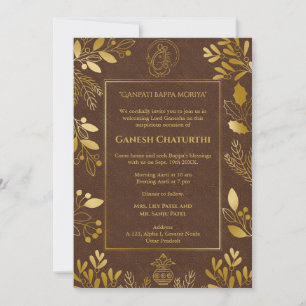 Ganesh Chaturthi Puja Golden Elements Einladung
